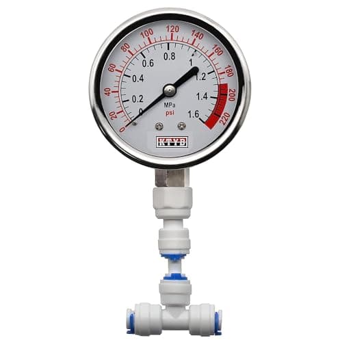 Lead Free Glycerin Filled Reverse Osmosis Pressure Gauge, Purified Water Pressure Gauge, 2-1/2" Dial Size 1/4" Lower Mount, 0-1.6MPa 0-220psi, with...
