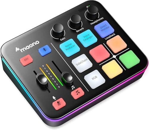 MAONO Audio Mixer for Gaming: Audio Interface with Pro-preamp RGB Bluetooth 48V Phantom Power for Live Streaming Podcasting Content Create Gaming...