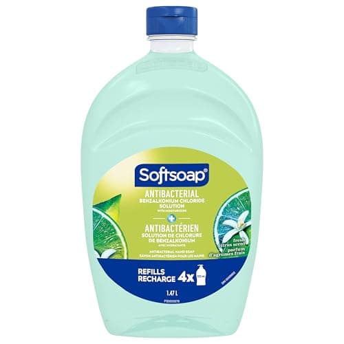 Softsoap Antibacterial Liquid Hand Soap with New Easy Pour Spout, Kitchen and Bathroom Hand Soap, Fresh Citrus Scent, 1.47 L Refill
