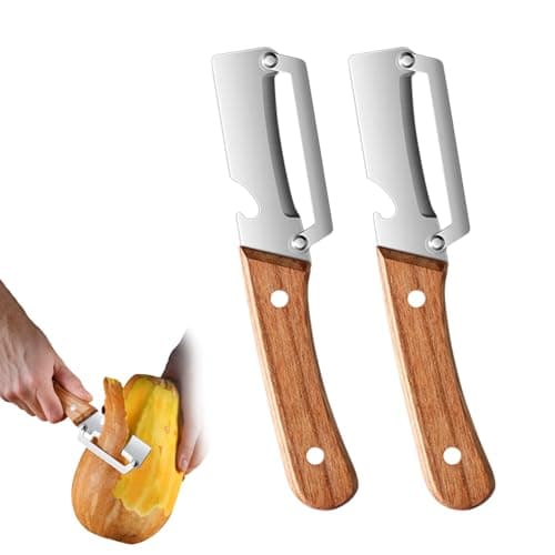 2PCS Multi-Functional Vegetable Peeler for Kitchen, Stainless Steel Fruit Peeler with Wooden Handle and Bottle Opener, Effortless Peeling for...