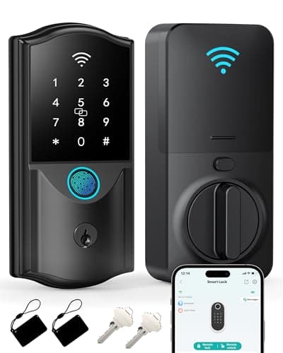 Firstriver Smart Door Lock with Built-in WiFi, Fingerprint Keyless Entry Front Door Deadbolt with Keypad, App Control, Auto Lock, Alexa & Google...
