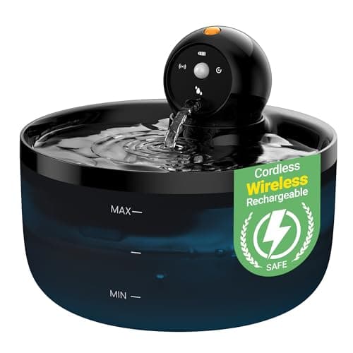 Wireless Cat Water Fountain Cordless: Automatic Cats Fountains Battery Operated - 88oz/2.6L Water Fountain Indoor Cat Re