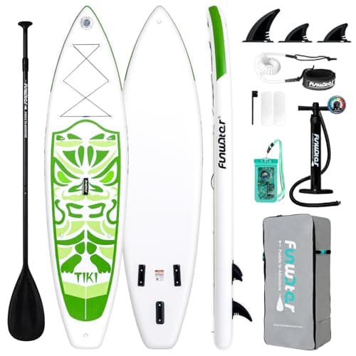 FunWater Inflatable 10'6×33"×6" Ultra-Light (17.6lbs) SUP for All Skill Levels Everything Included with Stand Up Paddle Board, Adj Floating...