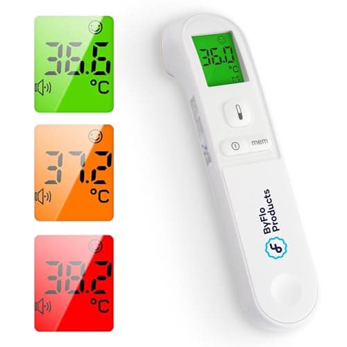 ByFloProducts, Thermometer Adult and Baby, Forehead Digital Thermometer, Infrared Thermometer, Memory and Fever Alarm, Easy to Use, 1 Second...