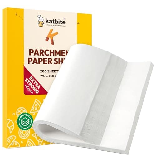 Katbite 200pcs Parchment Paper Sheets 9x13 inch (12x16 Optional) Heavy Duty, Extra Strong Baking Paper Non Stick for Cookies, Bread, Meat, Pizza