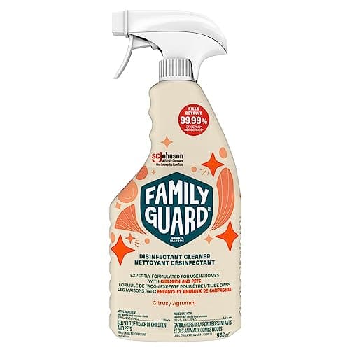 Spray désinfectant Family Guard, nettoyant multi-surfaces, formulé de manière experte pour une utilisation dans les maisons avec enfants et animaux domestiques, parfum d'agrumes, 946 ml