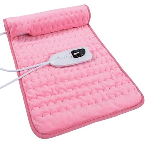 Heating Pad Electric Heat Pad, Hot Heated Pad,Moist Heat Heating Pad Moist and Dry Heat,Multiple Temp and Timer Settings (Light pink, 24"X12")