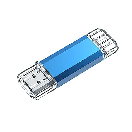 JUANWE 128GB USB C Flash Drive 3.0 High Speed Dual Interface Memory Stick Dust Proof Thumb Drive for Android iPad MacBook PC Data Backup Blue