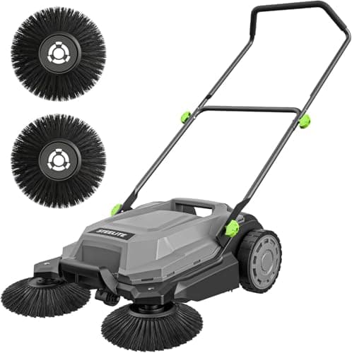 STEELITE Walk-Behind Hand Push Floor Sweeper, 26.8" Sweeping Width Floor Sweeper Manual Non-Electric, 6.35 Gal Waste Box, Angle & Height Adjustable...