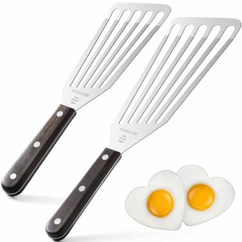 EXAIEW Lot de 2 spatules à poisson en acier inoxydable, spatule en métal flexible, parfaite pour retourner les œufs, les hamburgers et la pâtisserie, cuisine légère et durable...