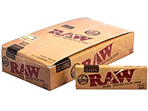 RAW Classic Unrefined Rolling Paper 1 1/4 Size - 24 Packs of 32 Papers Each