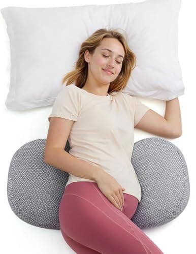 Momcozy Portable Pregnancy Pillow – W Shaped Maternity Support for Side Sleepers, Adjustable Travel Wedge Pillow for Back, Belly, and Hip Relief,...