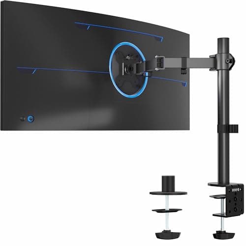 VIVO Single Monitor Arm Desk Mount, Holds Screens up to 32 inch Regular and 38 inch Ultrawide, Fully Adjustable Stand with C-Clamp and Grommet...