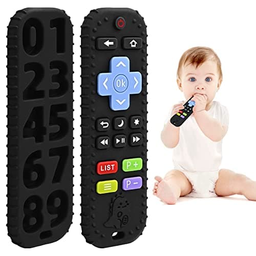 Teething Relief Teethers Toys for Babies 3-6 12 Months Easter Gifts, Silicone TV Remote Control Baby Teether Bath Toys for 3 6 9 Months Newborn...