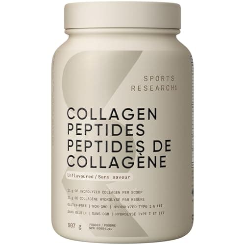 Sports Research Premium Collagen Peptides Powder (32oz Jar) | Grass-Fed, Certified Paleo Friendly, Non-GMO and Gluten Free - Unflavored and Easy to...