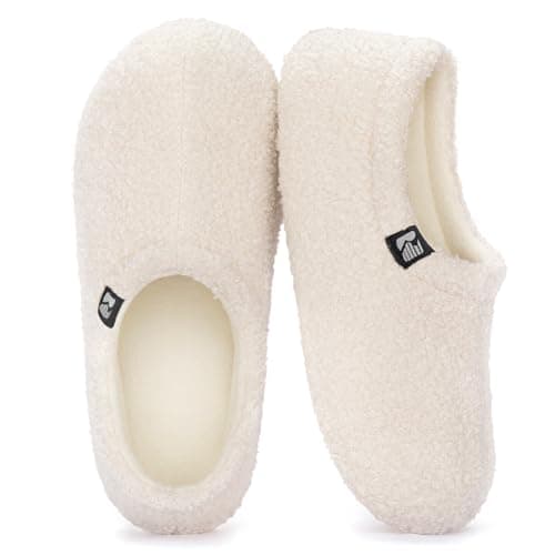 RockDove Teddy Fleece, Chaussons d'intérieur fermés à dos pour femme, taille 9-10 US, blanc cassé