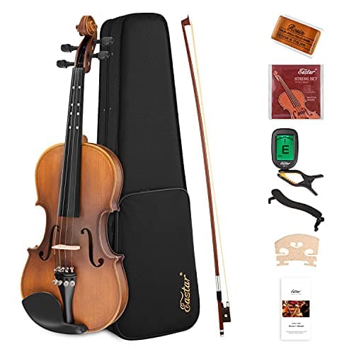 Eastar 3/4 Violin Set Fiddle for Beginners with Hard Case, Rosin, Shoulder Rest, Bow, and Extra Strings (Imprinted Finger Guide on Fingerboard), EVA-3