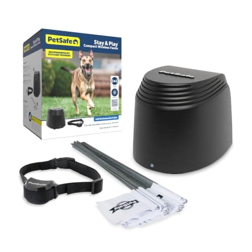 PetSafe Stay & Play Compact Wireless Fence, LCD Screen to Adjust the Circular Boundary, Secure up to a 3,000 Square Metre Area, Use for All Your...