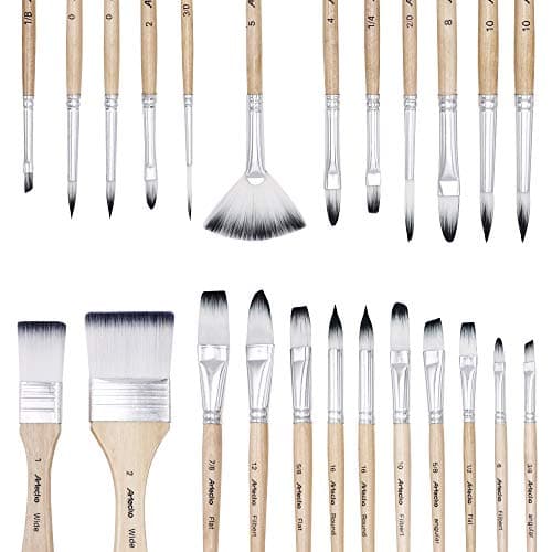 Artecho Art Paint Brushes Set for Watercolor, Acrylic, Oil, Rock Painting, Nail Brush, 24 Different Sizes with Organizing Case for Artists, Adults...