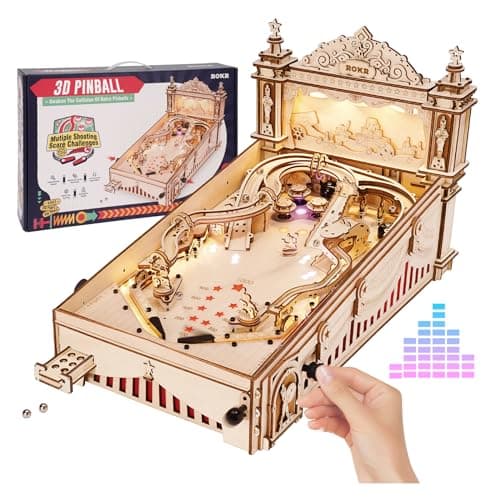 ROKR Pinball Model-3D Puzzle en bois pour adultes à construire, jeu de table, idée cadeau d'anniversaire pour hommes et femmes (EG01)