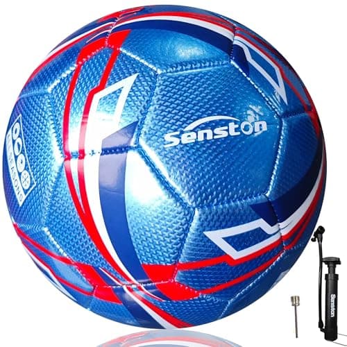 Senston Soccer Ball Official Size 5 for Kids and Adult Training Match Ball Football Balls with Pump (Blue, Size 5)