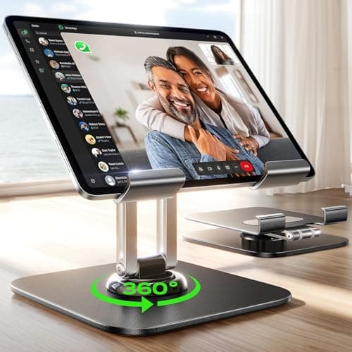 LISEN for iPad Stand Holder 360° Adjustable Tablet Stand for Desk,Must Have Office Desk Accessories Women Desktop Stand Holder Switch Mounts...