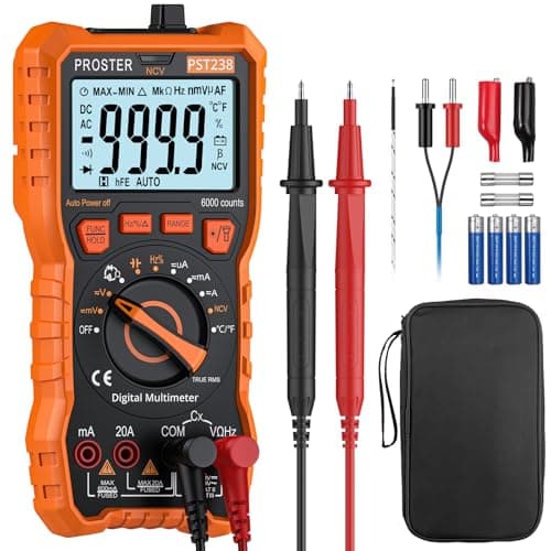 Proster Digital Multimeter 6000 Counts TRMS Auto Range NCV Detector DC AC Voltage Current Meter Temperature Capacitance Resistance Diode Continuity...