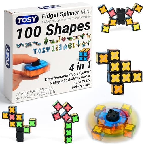 TOSY Magnet Fidget Spinner Mini - 8 Blocks, 3 in 1 Toy: Transformable Fidget Spinner, Infinity Cube, 2x2 Puzzle Cube, Christmas Stocking Stuffers...