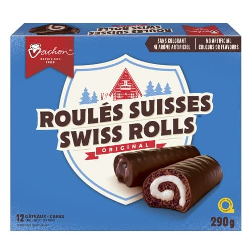 VACHON Rouleaux suisses originaux avec garniture crémeuse et riche enrobage chocolaté, collations pour gâteaux, contient 12 gâteaux, (emballés sous double), 290 g