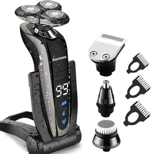Kurener Electric Shaver Razor Beard Trimmer Rotary Shaver Rotation razor Full body water wash razor Wet/Dry Rechargeable Waterproof