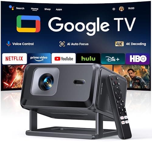 Projecteur intelligent 4K 【Google TV intégré】 Mini projecteurs à courte focale, projecteur portable avec mise au point automatique et Keystone | Compatible avec Netflix, 1080P...