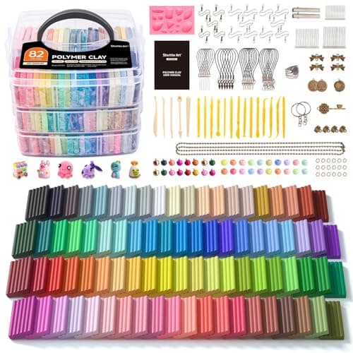 Shuttle Art Polymer Clay, 82 Colors Oven Bake Modeling Clay with 19 Creative Clay Tools and 16 Kinds of Accessories, Non-Toxic, Non-Sticky, Ideal...