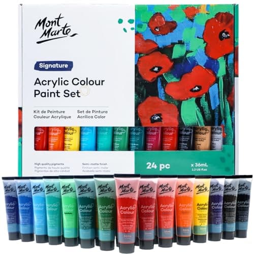 Acrylic Colour Paint Set Signature 24pc x 36ml (1.21 US fl.oz), Acrylic Paint kit Ideal for Canvas, Wood, Air Dried Clay, Cardboard and More, Great...