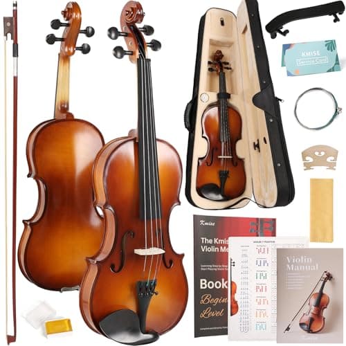 Violin,Kmise 3/4 Acoustic Violins Solid Wood Fiddle Set for Adults Beginners with Hard Case with Hygrometer,Violin Bow,Shoulder Rest,Extra...