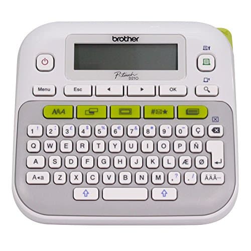 Étiqueteuse Brother P-Touch PTD210 avec ruban, touches à une touche faciles à utiliser, plusieurs styles de police, 27 modèles conviviaux, blanc, gris/blanc pour...
