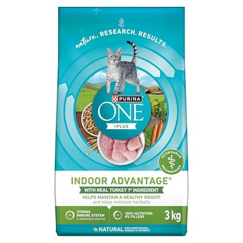 Purina ONE +Plus Dry Cat Food, Indoor Advantage Turkey - 3 kg Bag