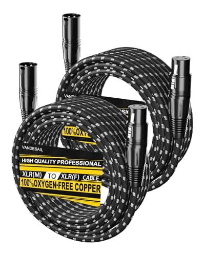 VANDESAIL XLR Cables 25ft 2 Pack, Durable Nylon Braided XLR Microphone Cable, Mic Cable, Shielded and Fully Balanced OFC Male to Female Cord for...