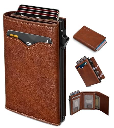 MIYOZI Wallet for Men,with Cash Pocket 2 ID Window 9-13 Cards,Metal Case Smart Slim Pop Up Credit Card Holder Flip with Magnetic Closure RFID...