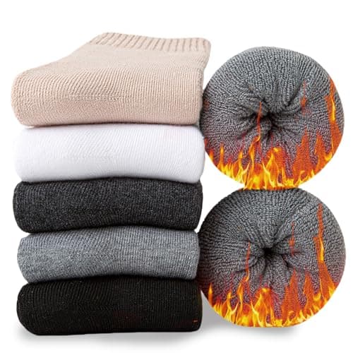 Josnown Chaussettes d'hiver pour femme, 5 paires de chaussettes chaudes, thermiques et épaisses, confortables, cadeau pour femme, tailles 5-10