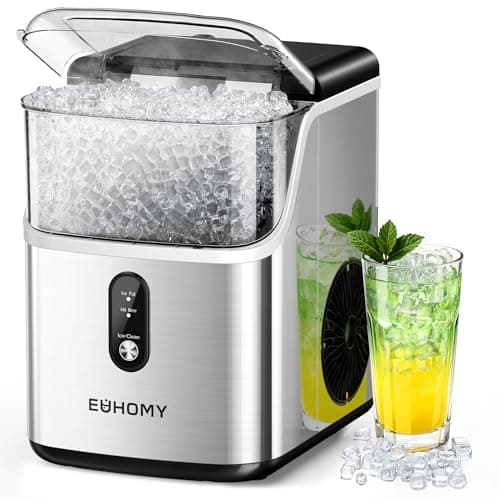 EUHOMY Nugget Ice Makers Countertop, Pebble Ice Maker Machine with 35lbs/24H Soft Ice, Self-Cleaning Sonic Ice Maker with Ice Scoop&Basket for...