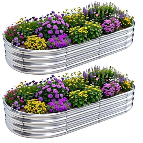 2Pcs Raised Garden Bed 6x3x1 FT Galvanized Raised Garden Boxes Outdoor Galvanized Planter Box Garden Planter with Metal Plant Climbing Stand for...