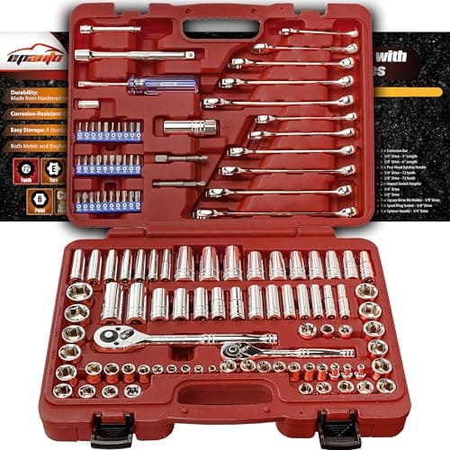 EPAuto Mechanics Tool Socket Set Drive Socket Wrench Ratchets, SAE/Metric, 122-Piece