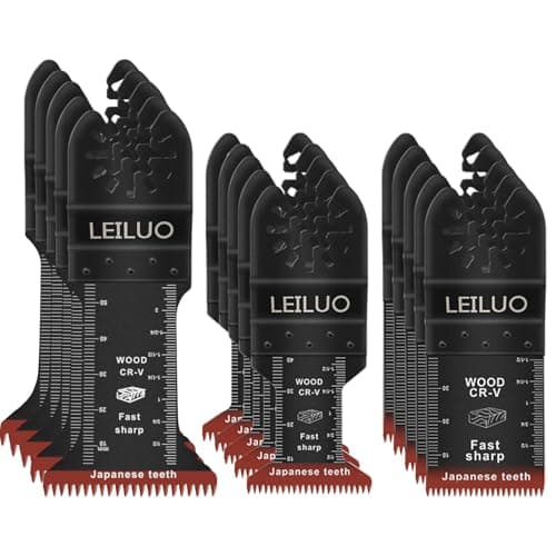 LEILUO Japanese Teeth Oscillating Tool Blades 15Pcs CRV Multitool Blades Set Wood Cutting Extra-Long Oscillating Saw Blade Compatible with DeWalt...