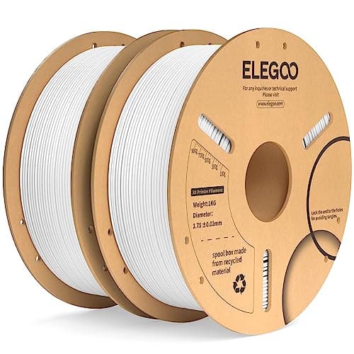 ELEGOO PLA+ Filament 1.75mm White 2KG, PLA Plus 3D Printer Filament, Dimensional Accuracy +/- 0.02 mm, Tough & High Strength, Fit for Most FDM...