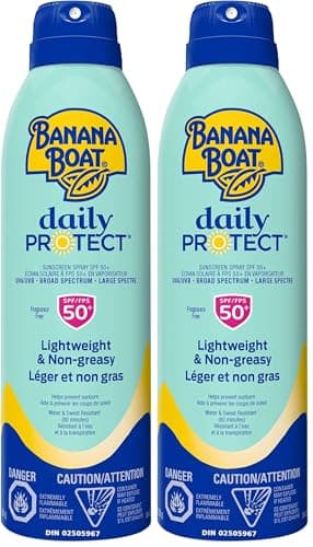 Banana Boat Daily Protect Sunscreen Spray SPF 50+ Broad Spectrum| Everyday Sunscreen, Lightweight, Fragrance Free, Non-Greasy, Quick Absorbing,...