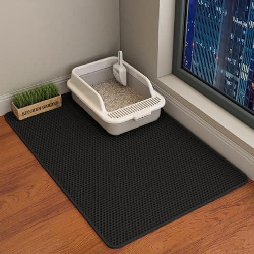 HCY&WLD Tapis de litière pour chat, 45x26/35x24/30x22/24x18 pouces, tapis de litière pour chat double couche, EVA antidérapant, imperméable à l'eau, tapis de récupération de litière pour chat,...