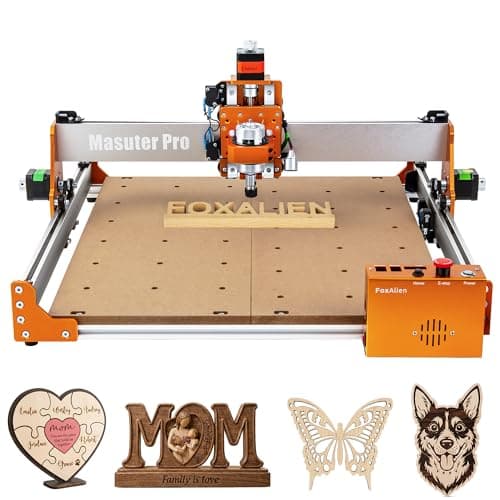 FoxAlien Masuter Pro 3-Axis CNC Router Machine, Beginner Hobby Engraving Machine All-Metal Structure for Wood Acrylic MDF Nylon Routing Milling...