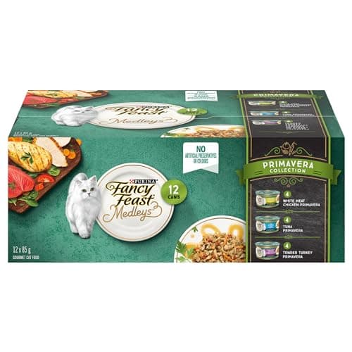 Fancy Feast Medleys Wet Cat Food, Primavera Collection Variety Pack 3 Flavours - 85 g Can (12 Pack)