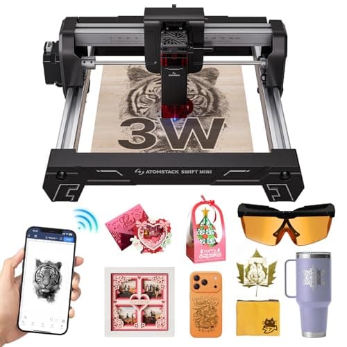 ATOMSTACK Swift Mini 3W Laser Engraver, Swift 3W Laser Cutter, 0.06mm High Accuracy Laser Engraving Machine for Wood and Metal, Dark Acrylic,...