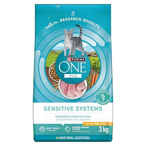 Purina ONE +Plus Dry Cat Food, Sensitive Systems Turkey - 3 kg Bag